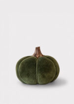 Alternate angle of the Set of 6 Small Velvet Velvet Fall Pumpkins showing material texture