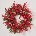 Holly Jolly Apple - Red Glitter Berry, Apples Door Christmas Wreath - 28 inch