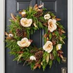 Alternate angle of the Cream Real Touch Magnolia, Antique Extra Large Wreath showing wreath face