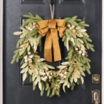 Downswept Fir Wreath with Gilded Eucalyptus, Iced Cream Berry Door Holiday Wreath - 26 inch