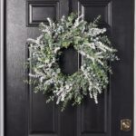 Alternate angle of the Winter Frost - White Sedum, Door Christmas Wreath showing wreath face