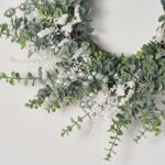Close-up of blooms and berries on this Winter Frost - White Sedum, Door Christmas Wreath