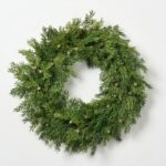 The Real Touch Seeding Juniper Berry Front Door Wreath shown in full, highlighting full wreath