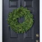 Detail view of layered greenery detail from the Real Touch Seeding Juniper Berry Front Door