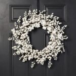 Waterproof Winter White Pearl Berry Christmas Holiday Front Door Wreath