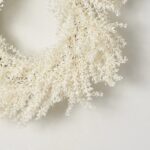 Close-up of blooms and berries on this Frosted Shimmer Cream Baby's Breath Door Mantel Wreath