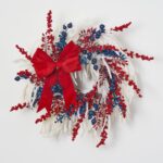 Alternate angle of the White Norfolk Pine, Red Berry Holiday Christmas Wreath showing wreath face
