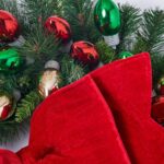 Alternate angle of the Retro Christmas Bulb Extravaganza Festive Holiday Wreath showing wreath face texture