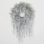 Alternate angle of the Retro Holiday Glamour - Silver Christmas Door Wreath showing wreath face