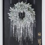 Retro Holiday Glamour - Silver Draped Tinsel with Mini Christmas Door Wreath