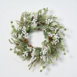 Alternate angle of the White Sugar Berry, Pinecone Front Door Wreath showing wreath face texture