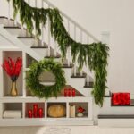 Detail view of layered greenery detail from the Norfolk Collection - Real Touch Wreath without
