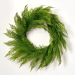 Alternate angle of the Real Touch Lebanon Cedar Outdoor Front Door Wreath showing wreath face