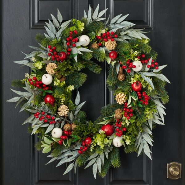 Home for the Holidays - Pomegranate, White Apple Sugar, Door Christmas Wreath - 30 inch