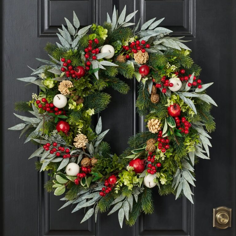 Home for the Holidays - Pomegranate, White Apple Sugar, Door Christmas Wreath - 30 inch