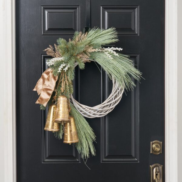 Merry Bells Keep Ringing Front Door Christmas Wreath Holiday Wall Decor - 26 inch