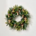 Alternate angle of the Twinkling Toadstool Forest - Frosted Ball Christmas Wreath showing wreath face