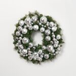 Disco Christmas - Mirrored Ball Ornaments and Silver Mercury Door Holiday Wreath - 26 inch
