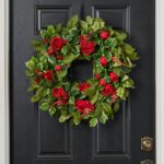Alternate angle of the Holly Jolly Christmas - Red Front Door Wreath showing wreath face