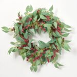 California Christmas - Seeding Needle Leaf Eucalyptus and Ruby Front Door Wreath - 24 inch