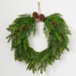 Evergreen Natural Touch Mixed Greenery and Pinecone Holiday Winter Door Christmas Wreath - 22 inch