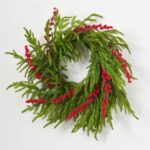 Close-up of blooms and berries on this Berry Christmas to All Front Door Wreath