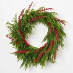 Side view of the Berry Christmas to All Front Door Wreath revealing frame and backing