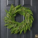 Detail view of layered greenery detail from the Forest Harmony - Lebanon Cedar Door Christmas