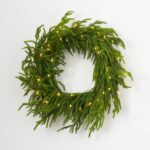 Twinkling Norfolk - White Pre - Lit Real Touch Christmas Holiday Wreath - Available in