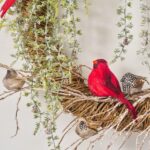 Alternate angle of the Feathered Friends - Snow Covered Birds Holiday Wreath showing wreath face