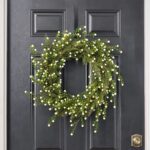 Cream White Berry and Boxwood Cedar Greenery Winter Berry Front Door Wreath - Green