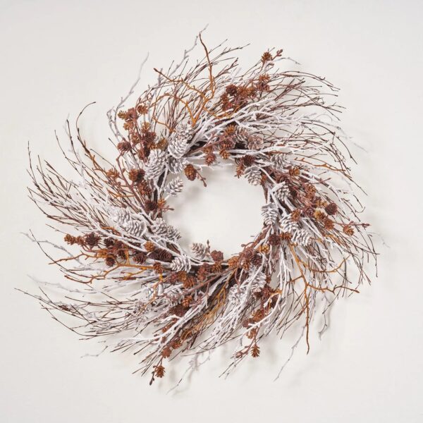 Rustic Pinecone and Twig Wispy Winter Christmas Front Door Wreath
