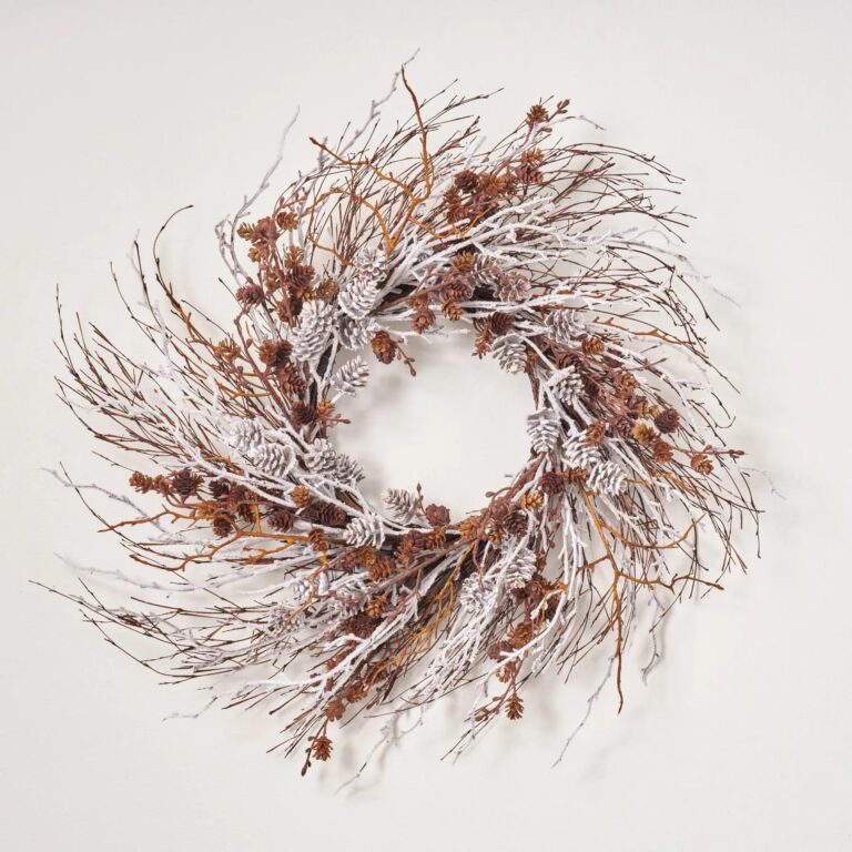 Rustic Pinecone and Twig Wispy Winter Christmas Front Door Wreath