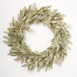 Close-up of blooms and berries on this Sage Green Gold Extra Large Front Door Wreath