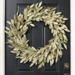 Sage Green Gold Extra Large Brushed Bay Leaf Fall Front Door Wreath - 34 inch
