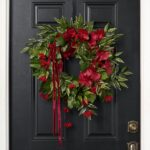 Holiday Orchid Noel - Burgundy Phalaenopsis, Red Cluster Berry Front Door Wreath - Red and