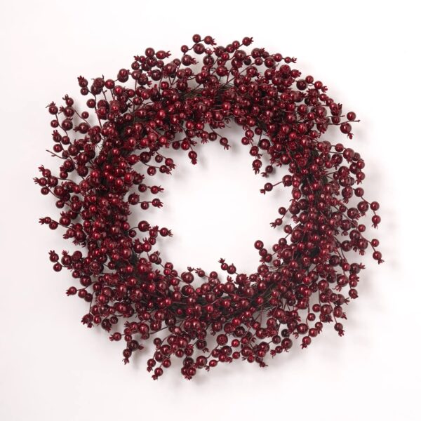 Waterproof Deep Burgundy Red Berry Front Door Christmas Holiday Front Door Wreath - 26 inch