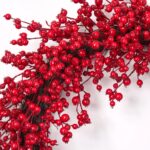 Close-up of blooms and berries on this Waterproof Red Mixed Berry Large Front Door Wreath