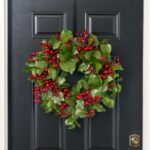 The Real Touch Salal Leaf Front Door Wreath shown in full, highlighting full wreath shape