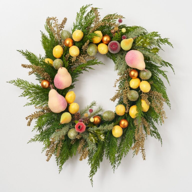 Amalfi Frost - Sugar Glitter Lemon, Lime, Pear, Apple Front Door Wreath - 26 inch
