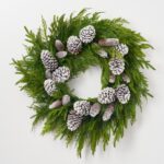 Deluxe Cypress and Norfolk Winter Greenery with Snowy Pinecones Door Holiday Wreath - 26 inch