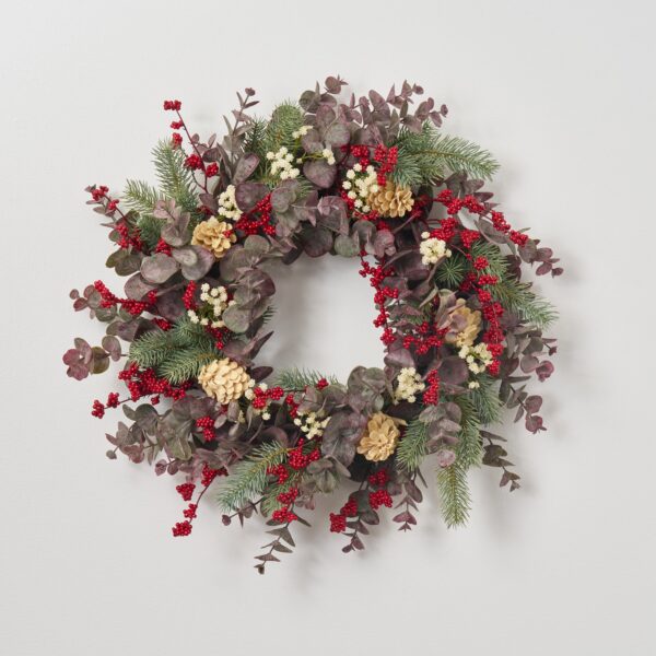 Whimsical Winter - Frosted Merlot Eucalyptus, Sage Green Pine, Front Door Wreath