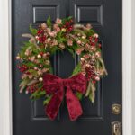 Alternate angle of the Plush and Blush - Pink Front Door Wreath showing wreath face
