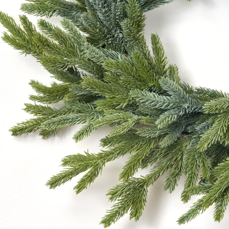 Close-up of blooms and berries on this Real Touch Wintergreen Fraser Fir Front Door Wreath