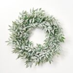 Frosted Nandina Winter Greenery Faux Christmas Holiday Front Door Wreath - 22 inch - Frosted
