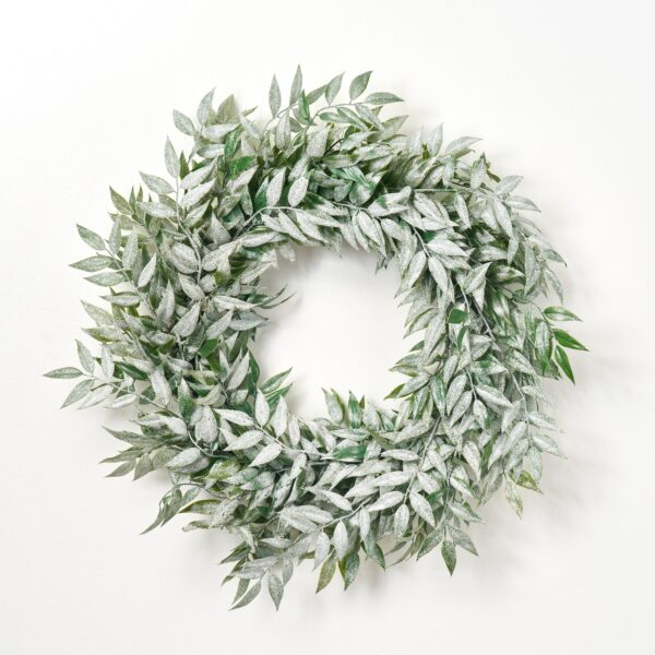 Frosted Nandina Winter Greenery Faux Christmas Holiday Front Door Wreath - 22 inch - Frosted