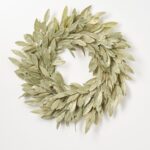 Sage Green Gold Large Brushed Bay Leaf Fall Christmas Front Door Wreath - 30 inch