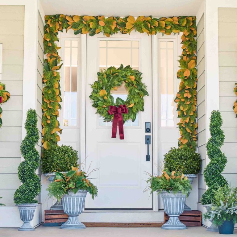 Real Touch Magnolia Leaf and Faux Cedar Winter Greenery Garland Table Runner