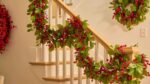 Close-up detail capturing greenery along the garland of the Real Touch Salal Leaf Holiday Christmas