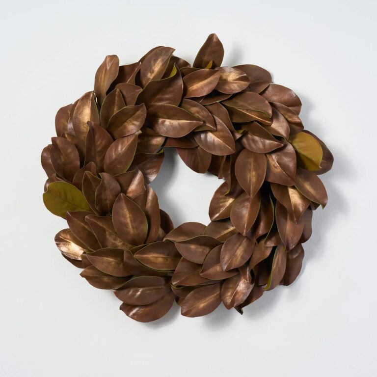 Close-up of blooms and berries on this Classic Real Touch Golden Brown Front Door Wreath